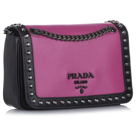 prada studded leather bag.